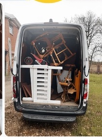 Van loaded with chairs and furniture for a house clearance